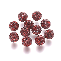 Siam Polymer Clay Rhinestone Beads, Grade A, Round, Pave Disco Ball Beads, Siam, 8x7.5mm, Hole: 1mm