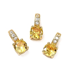 Желтый Круглые микро латунных проложит кубических прелести диоксида циркония, стойки покрытие, долговечный, без кадмия и без свинца, золотые, желтые, 12.5x6x5 мм, отверстие : 4x2.5 мм