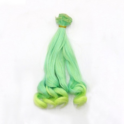 Lime Green High Temperature Fiber Long Hair Short Wavy Hairstyles Doll Wig Hair, for DIY Girl BJD Makings Accessories, Lime Green, 7.87~39.37 inch(20~100cm)