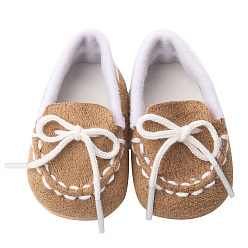 BurlyWood PU Waterproof Cloth Doll Shoes, with Bowknot Shoelace, for 18 "American Girl Dolls Accessories, BurlyWood, 75x45mm