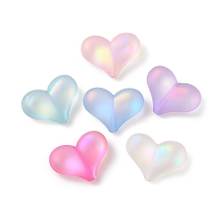 Color mezclado Granos de acrílico transparentes spray pintadas, corazón, color mezclado, 16x22x8 mm, agujero: 1.6 mm