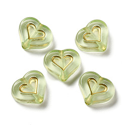 Желто-Зеленый Прозрачные акриловые бусины, сердце, желто-зеленый, 12.5x14.5x5 мм, отверстие : 1.8 мм, о: 750 шт / 500 г
