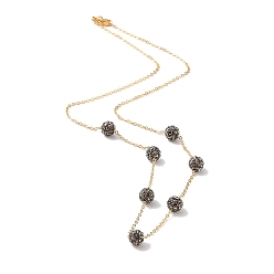 Light Grey Polymer Clay Rhinestone Beads Necklace, 304 Stainless Steel Cable Chain Necklaces for Women, Light Grey, 17.91 inch(45.5cm)