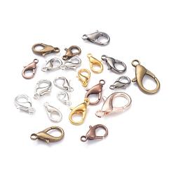 Mixed Color Alloy Lobster Claw Clasps, Parrot Trigger Clasps, Cadmium Free & Lead Free, Mixed Color, 10~21x5.5~12x3~4mm, Hole: 1~2.5mm