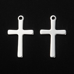 Серебро 201 подвески из нержавеющей стали, крестик, серебряные, 20.5x12.5x0.8 мм, отверстие : 1.4 мм