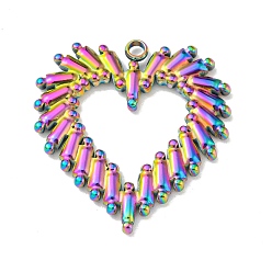 Rainbow Color Ion Plating(IP) 304 Stainless Steel Pendants, Heart Charm, Rainbow Color, 25x24x2mm, Hole: 1.8mm