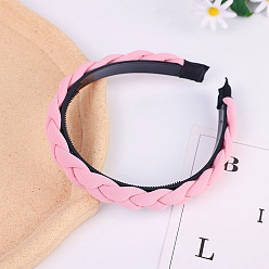 Pink Chic Cream Spring Color Twisted Headband with Braided Hair Style - Fashionable Solid Fabric Hair Accessory for Women