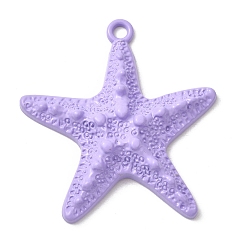 Лиловый Большие подвески из сплава с аэрозольной краской, морская звезда, сирень, 59.5x56x9 мм, отверстие : 4 мм