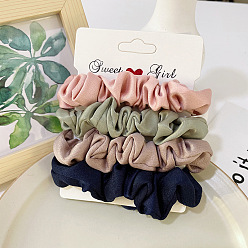 Pink green card navy blue Colorful Satin Hair Tie Set - Elegant and Versatile Hair Accessories for Ponytails and Buns.
