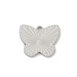 Нержавеющая Сталь Цвет 304 прелести нержавеющей стали, анти-тускнение, очарование бабочки, цвет нержавеющей стали, 12.5x15x1.5 мм, отверстие : 1.5 мм