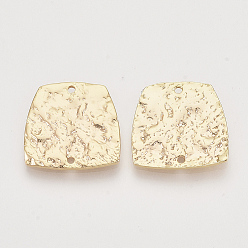 Настоящее золото 18K Соединители латунные звенья, без никеля , трапециевидные, реальный 18 k позолоченный, неровный, 17.5x17.5x1.5 мм, отверстие : 1.2 мм