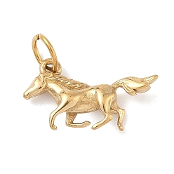 Золотой 304 подвески из нержавеющей стали, лошадь, с целью перехода в кольце, золотые, 11.5x20x4 мм, отверстие : 4 мм