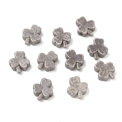 Light Grey Vintage Handmade Porcelain Beads, Fancy Antique Glazed Porcelain, Clover, Light Grey, 12.5x11x4.5mm, Hole: 2mm