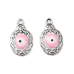 Pink Подвески из эмали и сплава, птица с оберегом от сглаза, без кадмия, без никеля и без свинца, античное серебро, розовые, 20x11.5x2 мм, отверстие : 1.6 мм