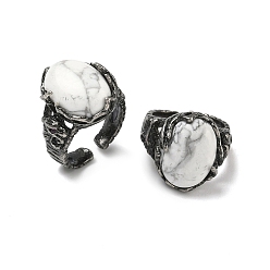 Говлит Манжеты из натурального хаулита, медные кольца, овальные, 20x16 мм