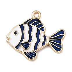 Синий Подвески из эмали и сплава, рыба, золотые, синие, 20x21.5x2.7 мм, отверстие : 1.5 мм