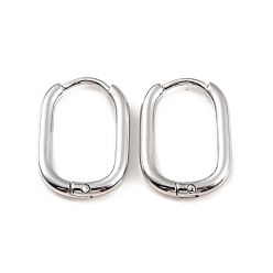 Stainless Steel Color 304 Stainless Steel Oval Hoop Earrings, Stainless Steel Color, 16.5x11.5x2mm, Pin: 1mm