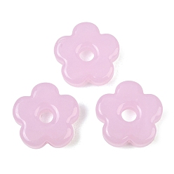 Perle rosa Handgemachte glasperlen murano glas großlochperlen, Großloch perlen, Pflaumeblume, Perle rosa, 24~25x24~25x7 mm, Bohrung: 5.5 mm