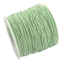 Pale Green Waxed Cotton Thread Cords, Pale Green, 1mm, about 100yards/roll(300 feet/roll)