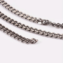 Gunmetal Iron Cuban Link Chains, Chunky Chains, Unwelded, with Spool, Oval, Gunmetal, 4.5x3x1mm, about 164.04 Feet(50m)/roll
