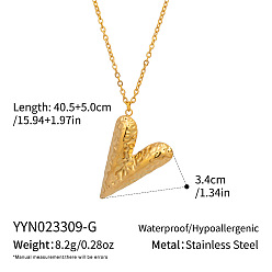 Настоящее золото 18K Милый дизайн 304 Подвеска в виде сердца из нержавеющей стали, реальный 18 k позолоченный, 15.94 дюйм (40.5 см)