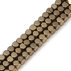 Коричневое Покрытие Гальванизировать немагнитных синтетический гематит бисер пряди, граненый куб, сгладить, кофе покрытием, 2x2x2 мм, отверстие : 1 мм, около 200 шт / нитка, 16 дюйм