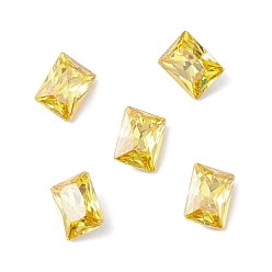 Yellow K9 Glass Rhinestone Cabochons, Pointed Back & Back Plated, Rectangle, Yellow, 8x6x3.5mm