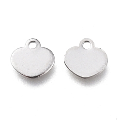 Stainless Steel Color Stainless Steel Charms, Stamping Blank Tag, Heart, Stainless Steel Color, 5.64x5.68x0.61mm, Hole: 1.2mm