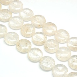 Quartz Crystal Natural Flat Round Quartz Crystal Beads Strands, 20x7~9mm, Hole: 1mm, about 20pcs/strand, 15.74 inch