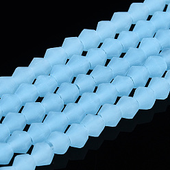 Светло-Голубой Нити бусин из матового нефрита, имитация нефрита, граненые, двухконусные, Небесно-голубой, 2.9~3.3x2.5 мм, отверстие : 0.7 мм, около 135~140 шт / нитка, 38~40 см