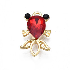 Сиамский Талисман из сплава, со стразами, без кадмия и без свинца, золотая рыбка, Сиам, 20x11.5x4.5 мм, отверстие : 1.8 мм