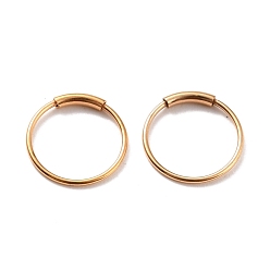 Golden Ion Plating(IP) 304 Stainless Steel Hoop Earrings, Round, Golden, 9.5x0.5mm, Pin: 0.5mm