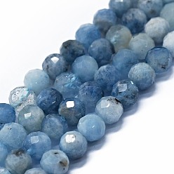 Aquamarine Natural Aquamarine Beads Strands, Faceted(64 Facets), Round, 6mm, Hole: 0.8mm, about 62~67pcs/strand, 15.16~15.55 inch(38.5~39.5cm)