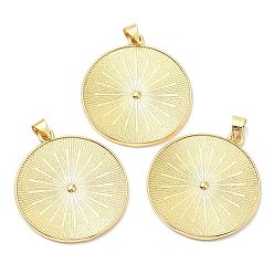 Настоящее золото 18K Стойки обшивки латунные подвески, долговечный, без свинца и без кадмия, плоский круглый шарм, реальный 18 k позолоченный, 30.5x27.5x1.5 мм, отверстие : 4x3.5 мм