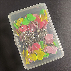 Bird Flat Head Straight Iron Pins, Plastic Bird Head Sewing Positioning Pins, for Dressmaker, Sewing Projects, and DIY Jewelry Decoration, Mixed Color, Platinum, Platinum, 55mm, Packaging: 70x50x25mm, 50pcs/set