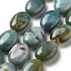 Indian Agate Natural Indian Agate Beads Strands, Flat Oval, 18~18.5x13~13.5x6~6.5mm, Hole: 1.2mm, about 11pcs/strand, 7.76 inch(19.7cm)