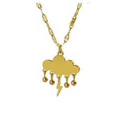 Real 18K Gold Plated Stainless Steel Pendant Necklaces, Cloud, Real 18K Gold Plated, 16.54 inch(42cm)