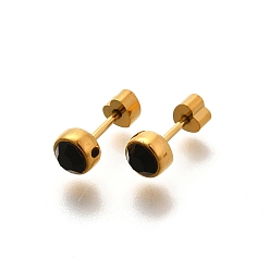 Реактивный Самолет Ионное покрытие (ip) 304 серьги-гвоздики из нержавеющей стали, со стразами, реальный 14 k позолоченный, плоско-круглые, струя, 5 мм