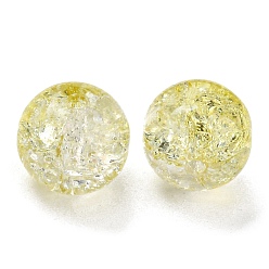 Yellow Transparent Spray Painting Crackle Glass Beads, Round, Yellow, 10mm, Hole: 1.6mm, 200pcs/bag