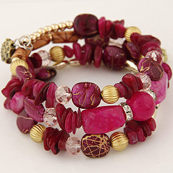 [Purple]_110603191 Boho Multi-layered Stone and Shell Beaded Wrap Bracelet for Women