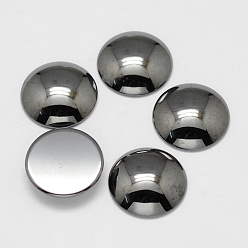 Non-magnetic Hematite Non-magnetic Synthetic Hematite Cabochons, Half Round/Dome, 25~25.5x5~7mm