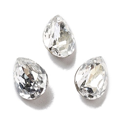Серебряный Оттенок K 9 кабошоны из стеклянного страза, задние и задние, слеза, серебряный оттенок, 10x7x4.5 мм
