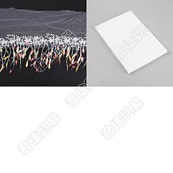 Colorful 2 Yards Flower Pattern Embroidery Polyester Trimming, with PVC Glitter Sequins Tassel, for DIY Dress, Costume, Table Cloth, Crafts Curtain, Home Vintage Decor, Colorful, 175~200mm