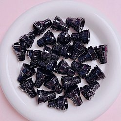 Черный Непрозрачные акриловые бусины, рожок мороженого, чёрные, 20x17 мм, отверстие : 2 мм