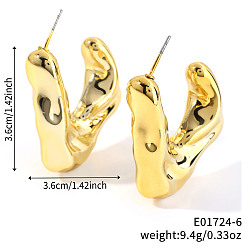 Другие Геометрические блестящие пластиковые серьги-гвоздики, золотые, c-образный, 36x36 мм