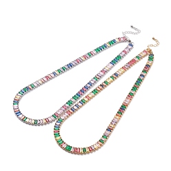 Mixed Color Colorful Cubic Zirconia Classic Tennis Necklace for Girl Women Gift, Chain Necklaces with Brass Findings, Lead Free & Cadmium Free, Long-Lasting Plated, Mixed Color, 15.75 inch(40cm)