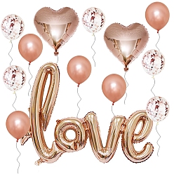 PeachPuff Heart & Round & Word Love Valentine's Day Theme Balloons Set, Including Latex Balloons and Aluminium Film Balloons, for Party Festival Home Decorations, PeachPuff, Love: 1080mm