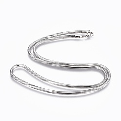 Stainless Steel Color 304 Stainless Steel Snake Chain Necklaces, with 304 Stainless Steel Clasps, Stainless Steel Color, 20.3 inch(51.5cm), 2.5mm