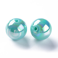 Pale Turquoise Opaque Acrylic Beads, AB Color Plated, Round, Pale Turquoise, 20x19mm, Hole: 2~3mm, about 111pcs/500g