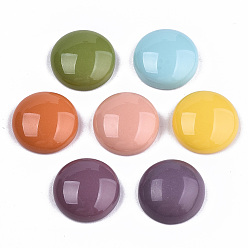 Mixed Color Opaque Resin Cabochons, Half Round/Dome, Mixed Color, 13.5x5mm
